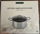 New Servappetit 4 Qt Hex Lined Dutch Oven With Glass Lid Box. Price: $20.00.