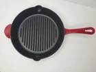 Cuisinart 11" Cast Iron Round Grill Pan Skillet Red Used. Price: $15.00.