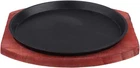Non-stick Cast Iron Grill Pan With Wooden Base, 7.4 Inch Round Shown New. Price: $28.86.