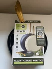 Greenpan Jewel 3-PIECE Ceramic Nonstick Frying Set Gold Cream Durable New. Price: $100.00.