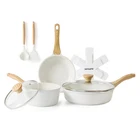 Sensarte Ceramic Nonstick Cookware Set, 10 Pieces, Induction Compatible, White, New. Price: $29.99.