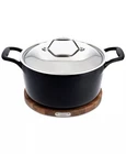 All-clad Enameled Cast Iron 6-QT. Dutch Oven With Lid And Acacia Wood Trivet New. Price: $229.99.