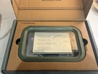 Caraway Ceramic-coated 6.6 Cup Medium Storage Container, Green & Cream Open. Price: $50.00.