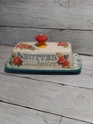 Pioneer Woman Vintage Floral Butter Dish Stoneware 3118DMT Used. Price: $10.00.