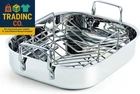 Stainless Steel Roaster Pan With V-shaped Rack, Inner 16-INCH X 13-INCH; Edge 17 New. Price: $171.99.
