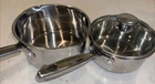 Wolfgang Puck Saucepans Pots 18/10 Stainless Steel 1.5 & 2 Qt Set Of Lid Used. Price: $39.00.