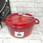 Staub 4 Quart Round Enameled Cast Iron Cocotte, Red Cherry New. Price: $159.99.