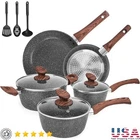 Non-stick Granite Cookware Set 11PCS Heavy Duty Pots Pans Bakelite Handles New. Price: $78.18.