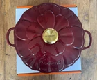 Creuset Signature Cast Iron Petal Shallow Casserole 2.25QT Garnet Rhone New. Price: $449.99.