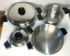 Royal Queen 5 Ply T304 Stainless Steel Cookware Set Usa Pots Pan Lids 6" 8" 11" Used. Price: $140.00.