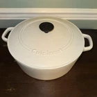 Cuisinart Rustic White 7 Qt Cast Iron Round Dutch Oven With Handles Lid Used. Price: $60.00.