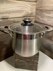 24QT Stainless Steel Stock Pot Tempered Glass Lid Double Side Handles Ballington Used. Price: $34.97.