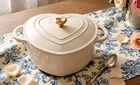 Paris Hilton Enameled Cast Iron Dutch Oven Heart-shaped Pot 4-QUART, Cream New. Price: $32.50.
