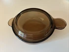 Corning Pyrex Vision V-240-B Lid P-240-C Amber Round Grab-it Bowl Handles Used. Price: $14.95.