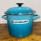 Le Creuset Stockpot 5.7L Carbon Steel Caribbean Blue Dishwasher Safe Unused New. Price: $188.31.