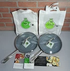 Set Of 2 Greenpan 10 Inch Frying Pans / Glass Covers Bags By Todd English New. Price: $49.99.