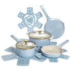 Paris Hilton 10PCS Ceramic Nonstick Cast Aluminum Cookware Set With Heart Knobs New. Price: $127.91.