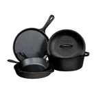5-PIECE Cast Iron Cookware Set With Dutch Oven Griddle And Skillets Made In Usa New. Price: $202.02.