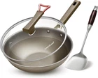 13 Inch Titanium Wok With Lid Non Stick Frying Pan, Extended Cool-touch Ha New. Price: $145.32.