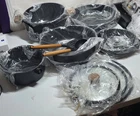 Carote Nonstick Pots Pans Cookware Set 16PCS Black W/removable Wooden Handle New. Price: $77.08.