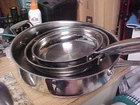Three Cuisinart St. Fry Pans Induction Ready Used. Price: $65.00.