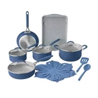 Pioneer Woman Sutton 17PC Ceramic Cookware Set Strainer Lids Cookie Rack, Blue New. Price: $82.99.