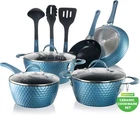 11 Pc Pots Pans Set Non Stick Cookware With Ceramic Coating, Ergonomic Handl New. Price: $130.11.