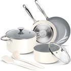 Michelangelo Pots And Pans Set Non Stick 8 Piece Ceramic Cookware Cream New. Price: $84.36.