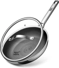 Frying Pans Non Stick, Hybrid Ceramic With Lid, 12 Inch Tri-ply Stainless Steel New. Price: $224.96.