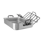 Mauviel Stainless Steel Roasting Pan With Rack Cast Iron Handles, 15.7-IN New. Price: $199.00.