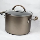 Circulon Stock Pot 8 Qt Premier Professional Non Stick Glass Lid Silicon Handles Used. Price: $32.95.