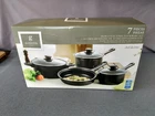 Gibson Home 7 Piece Non-stick Steel Cookware Set In Black Chef Du Jour Nos New. Price: $35.95.