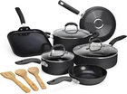 Goodful Ceramic Nonstick Pots And Pans Set, Premium Coating Made Without New. Price: $124.11.