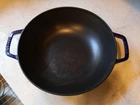 Staub Perfect Pan Wok 12" Sapphire Cast Iron Fry Glass Lid 30CM France Blu Used. Price: $109.99.