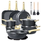 Gipp 21PSC Pots And Pans Non Stick - Grey Ceramic Kitchen Cookware Sets New. Price: $189.54.
