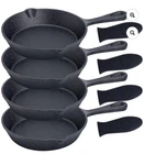 New Set Of 4: Bruntmor 6 Pre-seasoned Cast Iron Skillets & Silicone Handles. Price: $39.99.