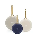 Greenpan 3 8" 10" And 12" Piece Frying Skillet Set, Navy, Taupe, Cream New. Price: $184.17.