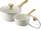 Sensarte White Ceramic Nonstick Saucepan With 2.0 + 2.5 Quarts, New. Price: $88.56.