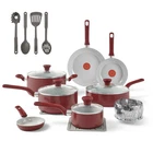 18-PIECE Easy Care Ceramic Nonstick Cookware Set Pots & Pans Red New. Price: $89.00.