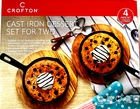 Crofton Cast Iron Dessert Skillet Set For 2 With Pour Spouts & Wood Trivets Nib! New. Price: $26.99.