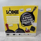 Lodge Seasoned 6PC Cast Iron Starter Set 10 Grillpan Inch/ 8 Skillet New. Price: $49.95.