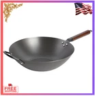 New Babish Carbon Steel Flat Bottom Wok And Stir Fry Pan, 14-INCH. Price: $81.18.