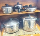 Revere Cookware Copper Bottom Stock Pots Fry & Sauce Pans Lids 10 Pc Set Used. Price: $144.00.