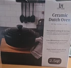 Lexi Home Ceramic Dutch Oven 2.5QT Black Round With Lid 10.7IN 8.9IN 3.5IN New. Price: $34.50.