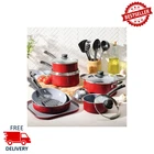Tramontina Primaware 18-PIECE Ceramic Nonstick Cookware Set Red Pots And Pans New. Price: $75.59.
