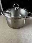 Schulte-ufer Premium Stainless Steel 3.5 Qt Pot With Handles Glass Lid. Used. Price: $38.00.