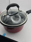 Cuisinart Non Stick Aluminum Red(exterior) 1 Qt Covered Saucepan Matching Lid Used. Price: $19.00.