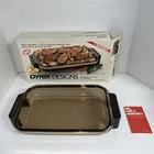 Pyrex Designs Rectangle Baking Dish Qt & Brass Carrier Cradle 2331-F Euc Used. Price: $49.99.