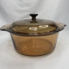 Vision Corning Amber Glass Dutch Oven 5L Casserole Pot With Lid Usa Used. Price: $59.95.