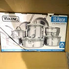 Viking 13-PIECE Tri-ply Stainless Pan Set W/ Vented Glass Lids, Dishwasher Safe New. Price: $485.00.